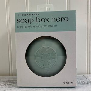 NEW Rechargeable Splash-Proof Speaker 
Lemon Lavender Blue Soap Box Hero